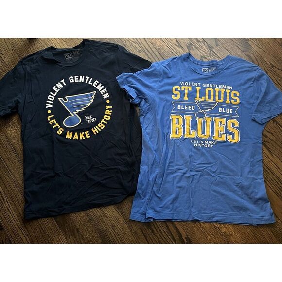 St Louis Blues Violent Gentlemen T-Shirt Lot NHL Hockey Mens Shirt Size 2XL - Picture 1 of 3